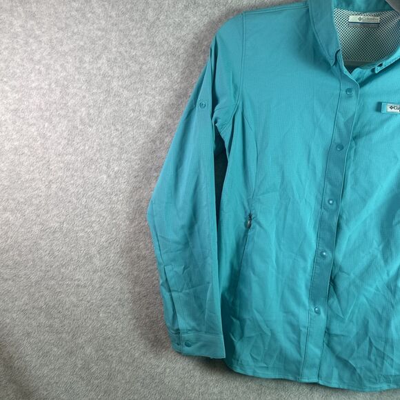 NEW Columbia PFG Shirt Youth Sz L (14/16) Omni Shade UPF 40 Fishing Outdoor Teal - Picture 4 of 8